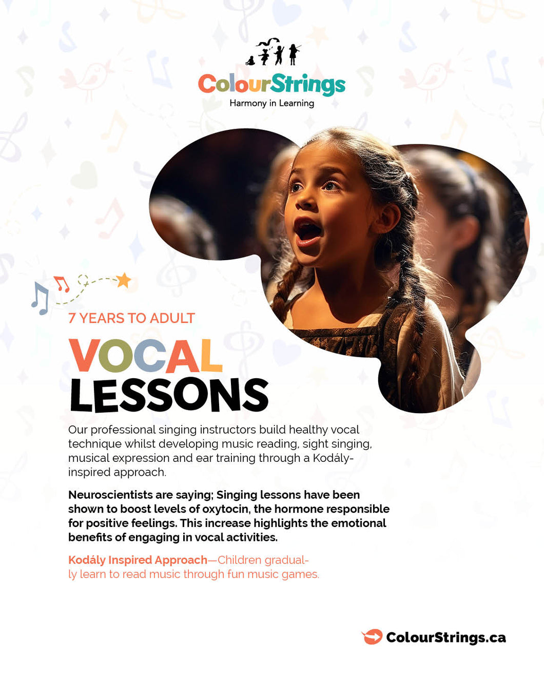 7. Vocal Ensemble - 6yrs to 9yrs Wednesdays @ 4:35pm - 5:20pm - w/ Coraline - Spring 2025 - Apr 2nd - Jun 25th - 13 weeks.