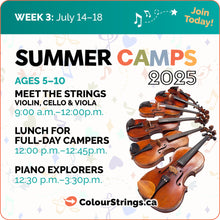 Load image into Gallery viewer, WEEK 3: ONLY 4 SPACES - July 14–18 - Meet the Strings and Meet the Piano - Ages 5–10
