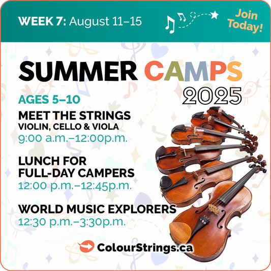 WEEK 7 - Monday, August 11 – Friday, August 15 - Meet the Strings & World Music Explorers - 5 days - ages 5-10